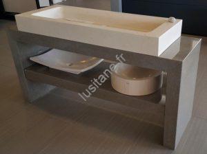 plan vasque lavabo en pierre naturelle crème