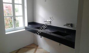 plan vasque lavabo en pierre naturelle granit noir