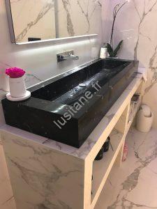 plan vasque pierre naturelle marbre noir marquina