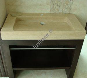 plan vasque lavabo en pierre naturelle travertin