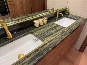 plan vasque lavabo en pierre naturelle granit vert